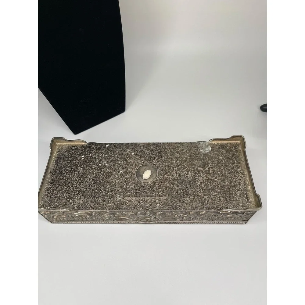Godinger Silver 1992 Jewelry Box Silver Plated Ornate Floral Trinket Box VTG